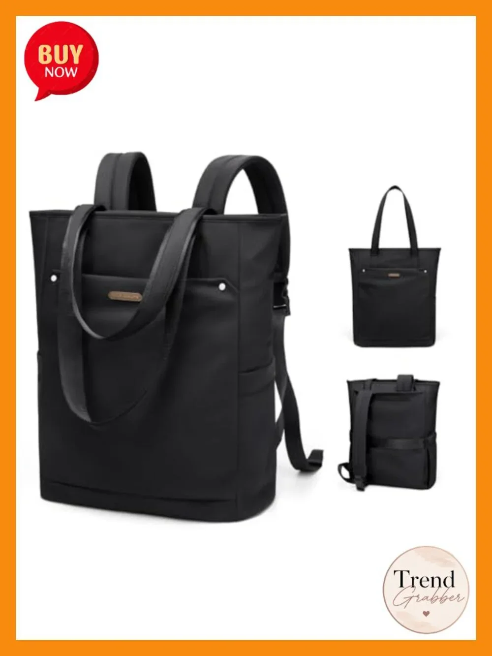 Convertible Laptop Backpack Tote for Work Travel Teacher Bag 16 Inch Nylon